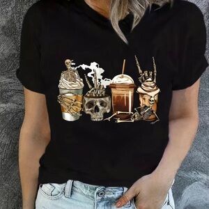 Skull Coffee Latte T-Shirt Sz XXL(14)